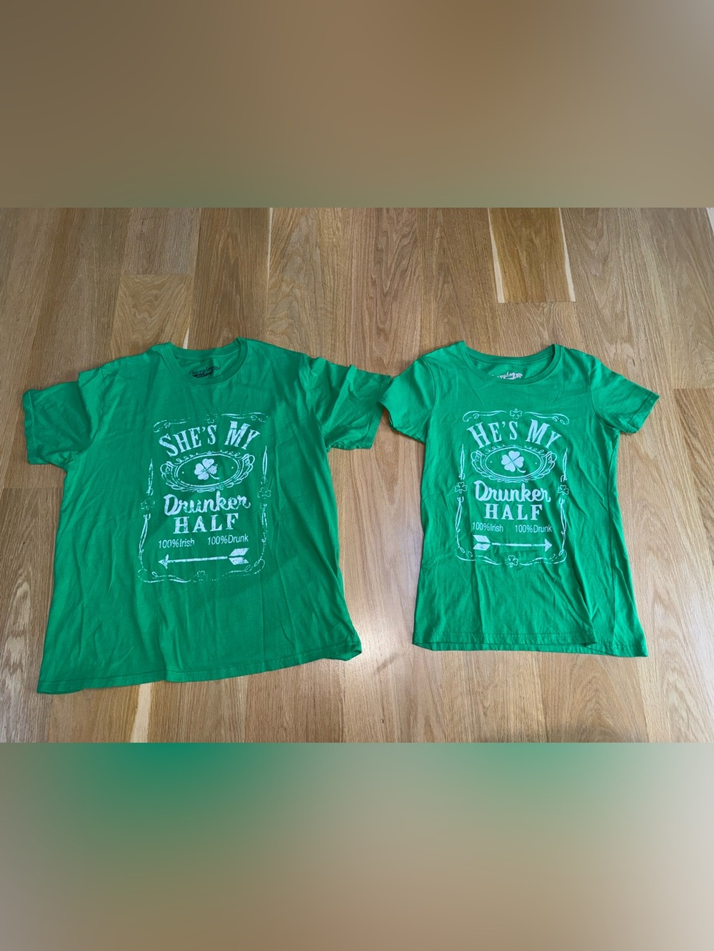 Green Graphic Short-Sleeve Tee - He's/My Drunker Half